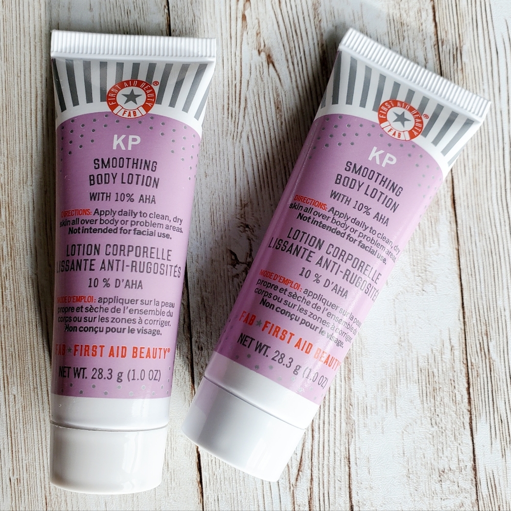 ❤️🔥 First Aid Beauty KP Smoothing Body Lotion With 10% AHA 2PK 🧴 NEW Travel